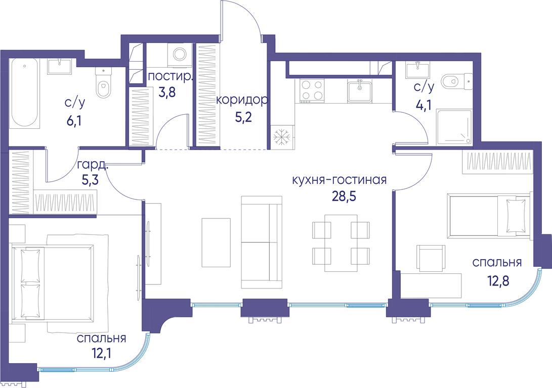 Продажа 2-комн. квартиры, 77,8 м² в ЖК «Остров», улица Нижние Мнёвники, 37Ас4, Москва, Россия #1 Продажа 2-комн. квартиры, 77,8 м² в ЖК «Остров», улица Нижние Мнёвники, 37Ас4, Москва, Россия #1