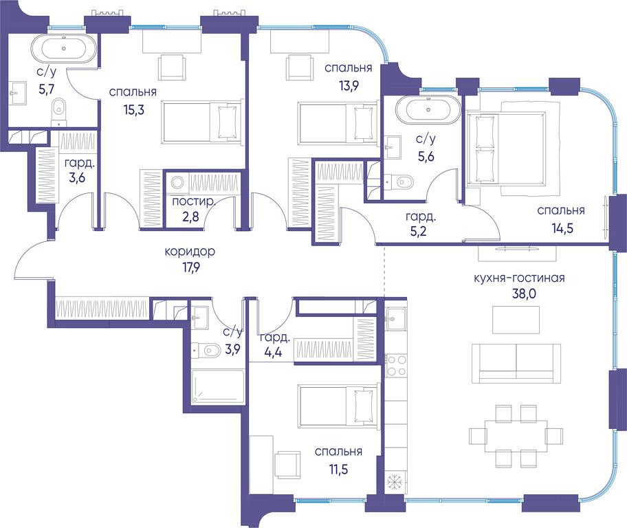 4-BD Apartment Sale, 142.3平方米 at Ostrov, Nizhnye Mnyovniki Street, 37Ас4, Moscow, Russia #1 4-BD Apartment Sale, 142.3平方米 at Ostrov, Nizhnye Mnyovniki Street, 37Ас4, Moscow, Russia #1