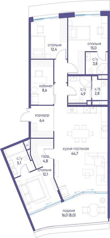 Продажа 4-комн. квартиры, 128,6 м² в ЖК «Остров», улица Нижние Мнёвники, 37Ас4, Москва, Россия #1 Продажа 4-комн. квартиры, 128,6 м² в ЖК «Остров», улица Нижние Мнёвники, 37Ас4, Москва, Россия #1