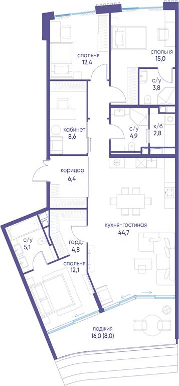 Продажа 4-комн. квартиры, 128,6 м² в ЖК «Остров», улица Нижние Мнёвники, 37Ас4, Москва, Россия #1 Продажа 4-комн. квартиры, 128,6 м² в ЖК «Остров», улица Нижние Мнёвники, 37Ас4, Москва, Россия #1