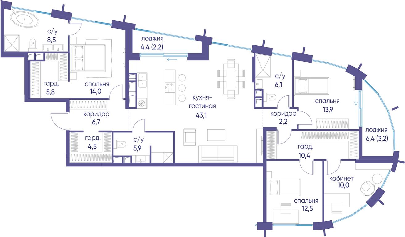 Продажа 4-комн. квартиры, 148,7 м² в ЖК «Остров», улица Нижние Мнёвники, 37Ас4, Москва, Россия #1 Продажа 4-комн. квартиры, 148,7 м² в ЖК «Остров», улица Нижние Мнёвники, 37Ас4, Москва, Россия #1