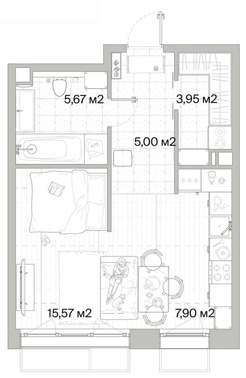 1-BD Apartment Sale, 38.09平方米 at Mys, derevnya Likino, Odintsovskiy Urban District, Moscow Region, Russia #1 1-BD Apartment Sale, 38.09平方米 at Mys, derevnya Likino, Odintsovskiy Urban District, Moscow Region, Russia #1