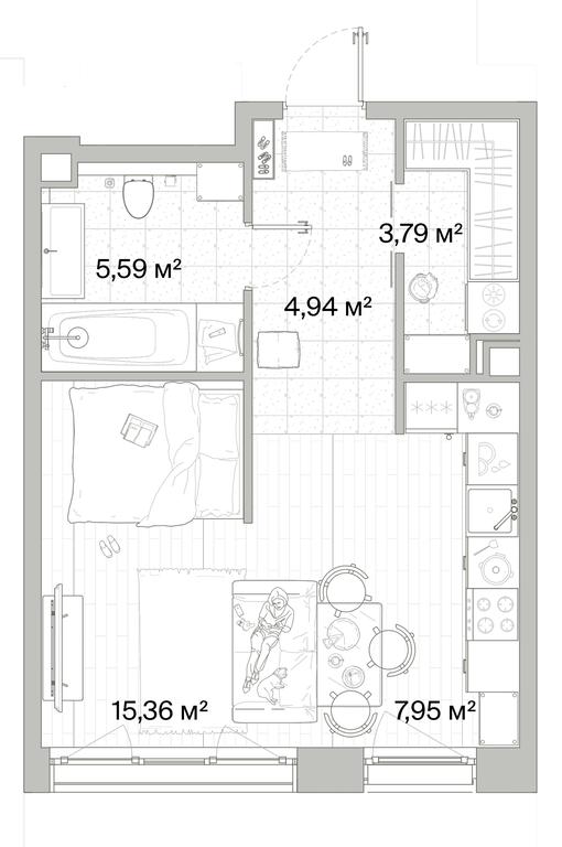 1-BD Apartment Sale, 37.63平方米 at Mys, derevnya Likino, Odintsovskiy Urban District, Moscow Region, Russia #1 1-BD Apartment Sale, 37.63平方米 at Mys, derevnya Likino, Odintsovskiy Urban District, Moscow Region, Russia #1