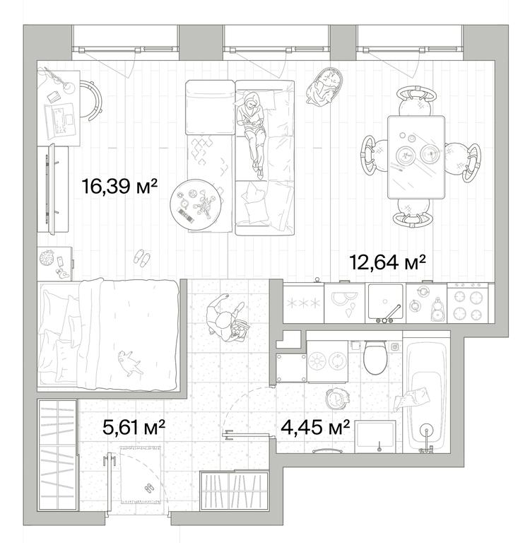 1-BD Apartment Sale, 39.09平方米 at Mys, derevnya Likino, Odintsovskiy Urban District, Moscow Region, Russia #1 1-BD Apartment Sale, 39.09平方米 at Mys, derevnya Likino, Odintsovskiy Urban District, Moscow Region, Russia #1
