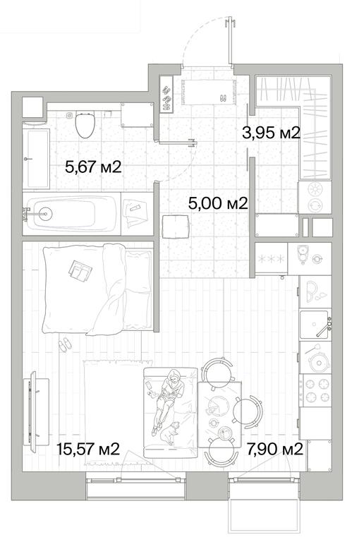 1-BD Apartment Sale, 38.09平方米 at Mys, derevnya Likino, Odintsovskiy Urban District, Moscow Region, Russia #1 1-BD Apartment Sale, 38.09平方米 at Mys, derevnya Likino, Odintsovskiy Urban District, Moscow Region, Russia #1