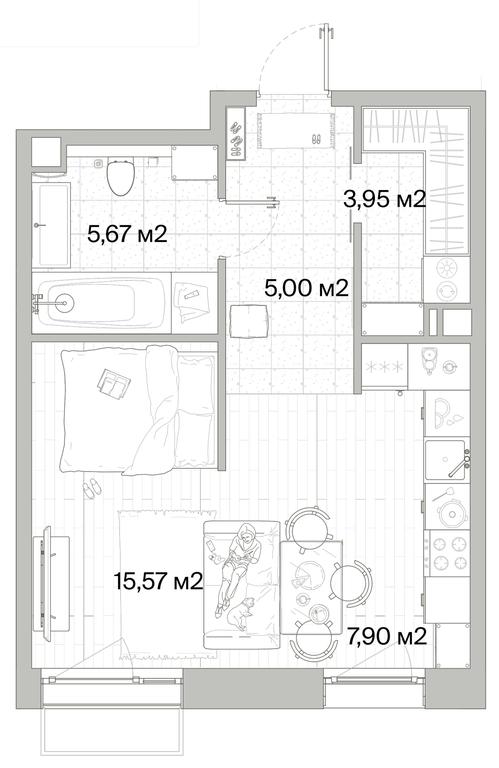 1-BD Apartment Sale, 38.09平方米 at Mys, derevnya Likino, Odintsovskiy Urban District, Moscow Region, Russia #1 1-BD Apartment Sale, 38.09平方米 at Mys, derevnya Likino, Odintsovskiy Urban District, Moscow Region, Russia #1