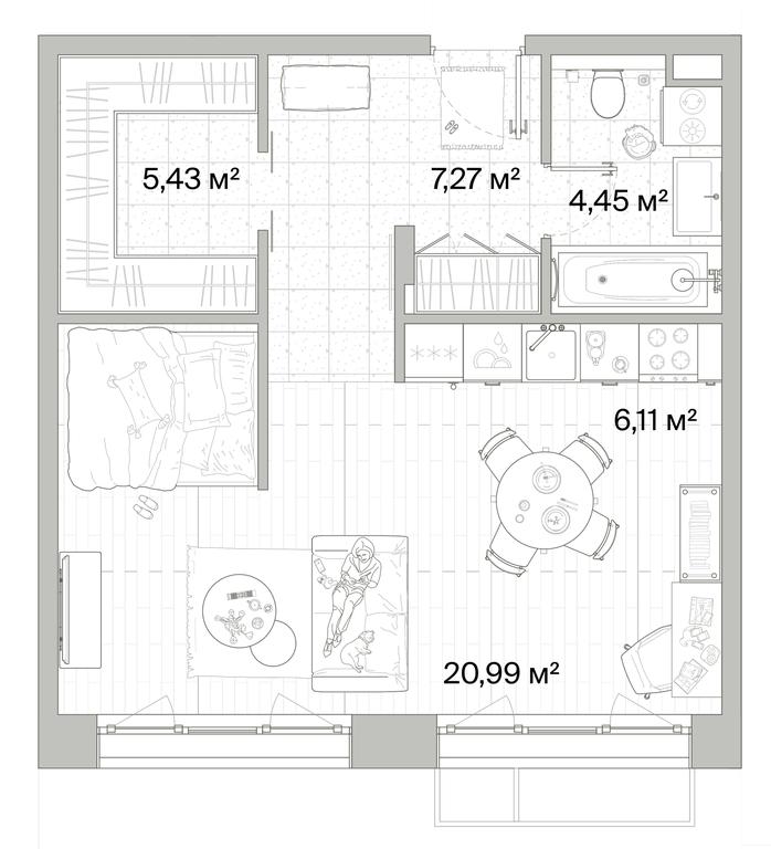 1-BD Apartment Sale, 44.25平方米 at Mys, derevnya Likino, Odintsovskiy Urban District, Moscow Region, Russia #1 1-BD Apartment Sale, 44.25平方米 at Mys, derevnya Likino, Odintsovskiy Urban District, Moscow Region, Russia #1