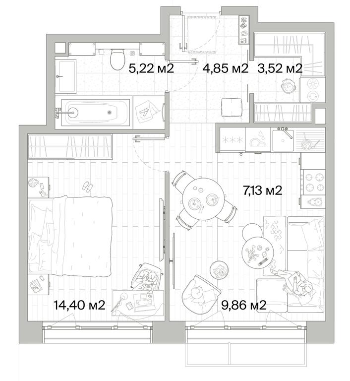 1-BD Apartment Sale, 44.98平方米 at Mys, derevnya Likino, Odintsovskiy Urban District, Moscow Region, Russia #1 1-BD Apartment Sale, 44.98平方米 at Mys, derevnya Likino, Odintsovskiy Urban District, Moscow Region, Russia #1