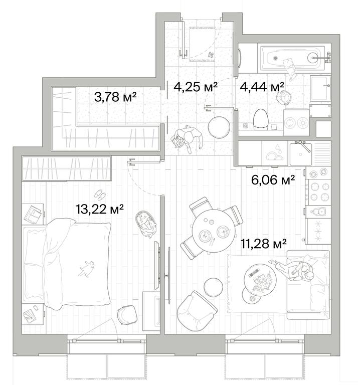 1-BD Apartment Sale, 43.03平方米 at Mys, derevnya Likino, Odintsovskiy Urban District, Moscow Region, Russia #1 1-BD Apartment Sale, 43.03平方米 at Mys, derevnya Likino, Odintsovskiy Urban District, Moscow Region, Russia #1