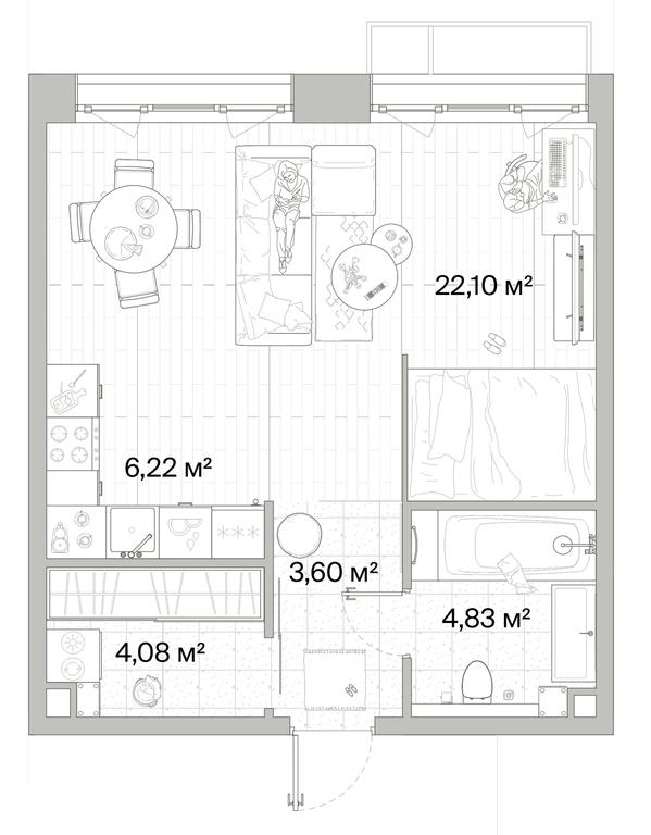 1-BD Apartment Sale, 40.83 sq. m. at Mys, derevnya Likino, Odintsovskiy Urban District, Moscow Region, Russia #1 1-BD Apartment Sale, 40.83 sq. m. at Mys, derevnya Likino, Odintsovskiy Urban District, Moscow Region, Russia #1