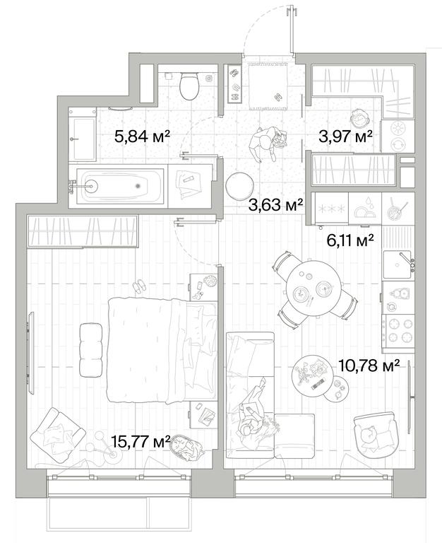 1-BD Apartment Sale, 46.1平方米 at Mys, derevnya Likino, Odintsovskiy Urban District, Moscow Region, Russia #1 1-BD Apartment Sale, 46.1平方米 at Mys, derevnya Likino, Odintsovskiy Urban District, Moscow Region, Russia #1