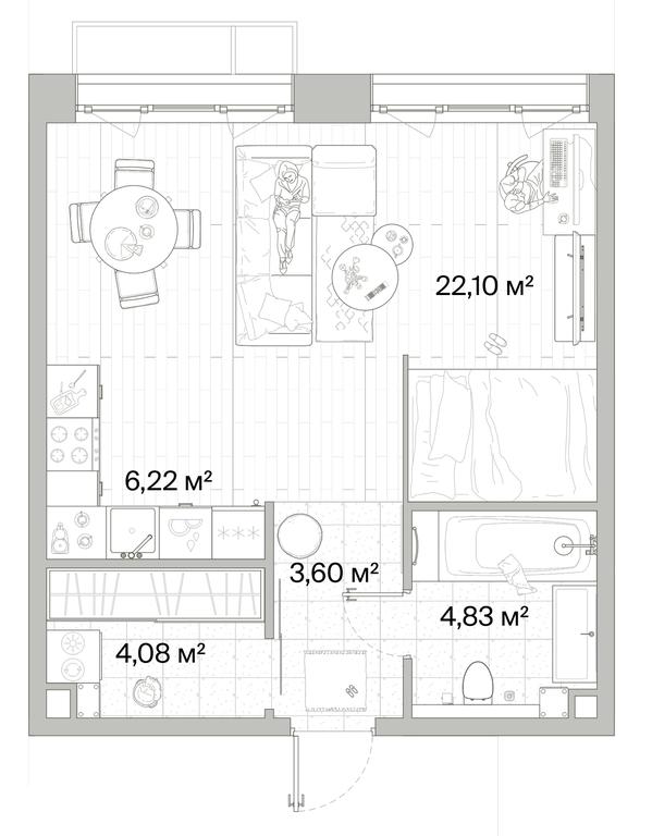 1-BD Apartment Sale, 40.83 sq. m. at Mys, derevnya Likino, Odintsovskiy Urban District, Moscow Region, Russia #1 1-BD Apartment Sale, 40.83 sq. m. at Mys, derevnya Likino, Odintsovskiy Urban District, Moscow Region, Russia #1