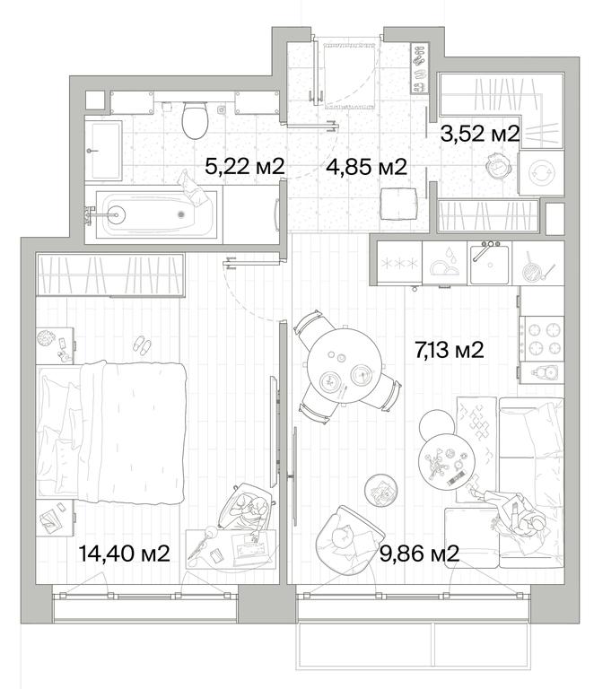 1-BD Apartment Sale, 44.98平方米 at Mys, derevnya Likino, Odintsovskiy Urban District, Moscow Region, Russia #1 1-BD Apartment Sale, 44.98平方米 at Mys, derevnya Likino, Odintsovskiy Urban District, Moscow Region, Russia #1