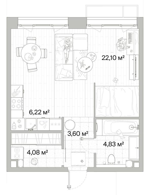 1-BD Apartment Sale, 40.83平方米 at Mys, derevnya Likino, Odintsovskiy Urban District, Moscow Region, Russia #1 1-BD Apartment Sale, 40.83平方米 at Mys, derevnya Likino, Odintsovskiy Urban District, Moscow Region, Russia #1