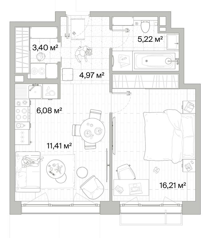 1-BD Apartment Sale, 47.29平方米 at Mys, derevnya Likino, Odintsovskiy Urban District, Moscow Region, Russia #1 1-BD Apartment Sale, 47.29平方米 at Mys, derevnya Likino, Odintsovskiy Urban District, Moscow Region, Russia #1