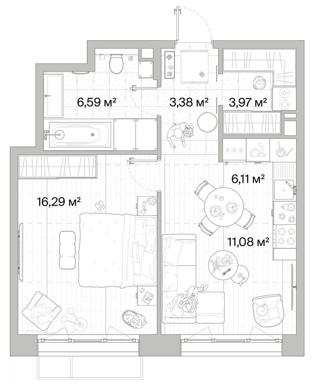 1-BD Apartment Sale, 47.42平方米 at Mys, derevnya Likino, Odintsovskiy Urban District, Moscow Region, Russia #1 1-BD Apartment Sale, 47.42平方米 at Mys, derevnya Likino, Odintsovskiy Urban District, Moscow Region, Russia #1