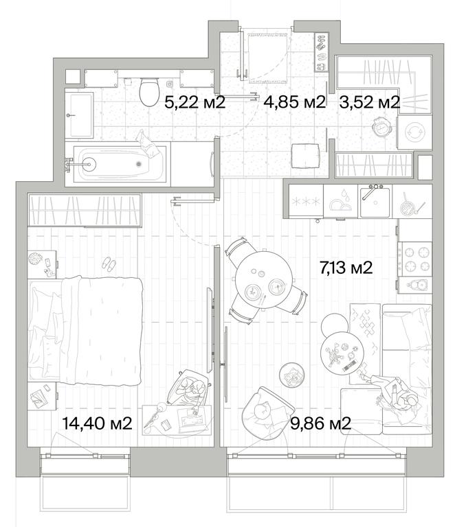 1-BD Apartment Sale, 44.98平方米 at Mys, derevnya Likino, Odintsovskiy Urban District, Moscow Region, Russia #1 1-BD Apartment Sale, 44.98平方米 at Mys, derevnya Likino, Odintsovskiy Urban District, Moscow Region, Russia #1