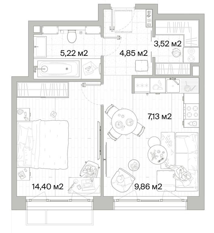 1-BD Apartment Sale, 44.98平方米 at Mys, derevnya Likino, Odintsovskiy Urban District, Moscow Region, Russia #1 1-BD Apartment Sale, 44.98平方米 at Mys, derevnya Likino, Odintsovskiy Urban District, Moscow Region, Russia #1