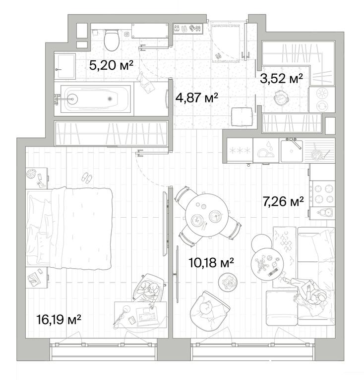 1-BD Apartment Sale, 47.22平方米 at Mys, derevnya Likino, Odintsovskiy Urban District, Moscow Region, Russia #1 1-BD Apartment Sale, 47.22平方米 at Mys, derevnya Likino, Odintsovskiy Urban District, Moscow Region, Russia #1