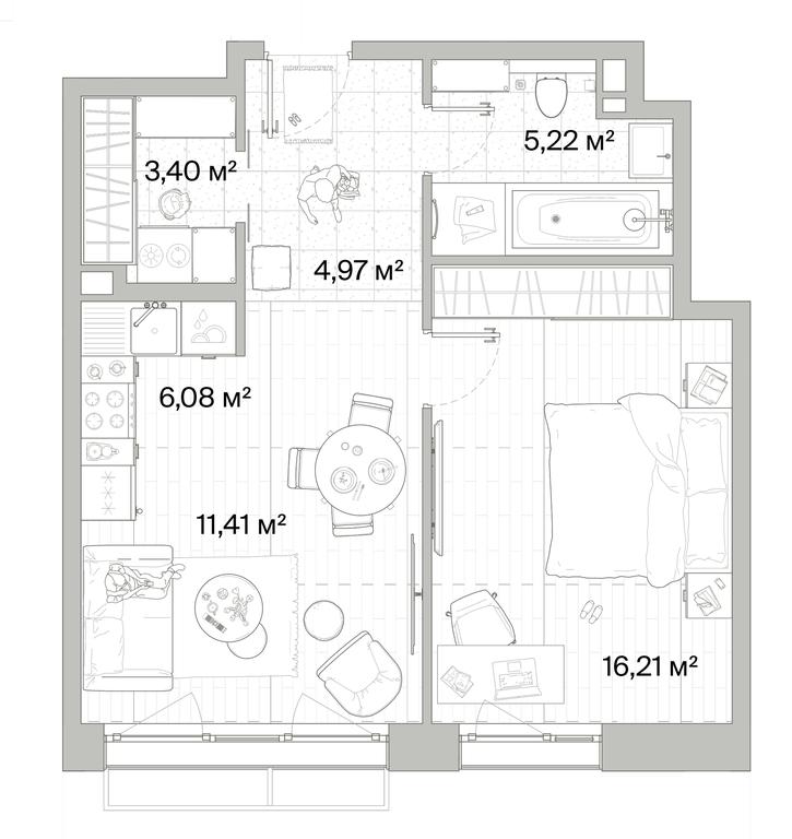 1-BD Apartment Sale, 47.29平方米 at Mys, derevnya Likino, Odintsovskiy Urban District, Moscow Region, Russia #1 1-BD Apartment Sale, 47.29平方米 at Mys, derevnya Likino, Odintsovskiy Urban District, Moscow Region, Russia #1