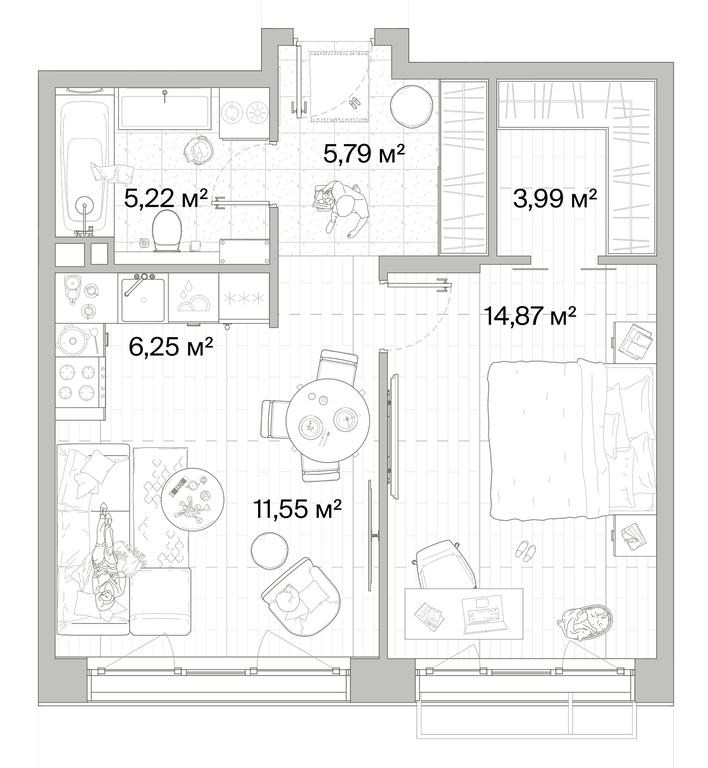 1-BD Apartment Sale, 47.67平方米 at Mys, derevnya Likino, Odintsovskiy Urban District, Moscow Region, Russia #1 1-BD Apartment Sale, 47.67平方米 at Mys, derevnya Likino, Odintsovskiy Urban District, Moscow Region, Russia #1