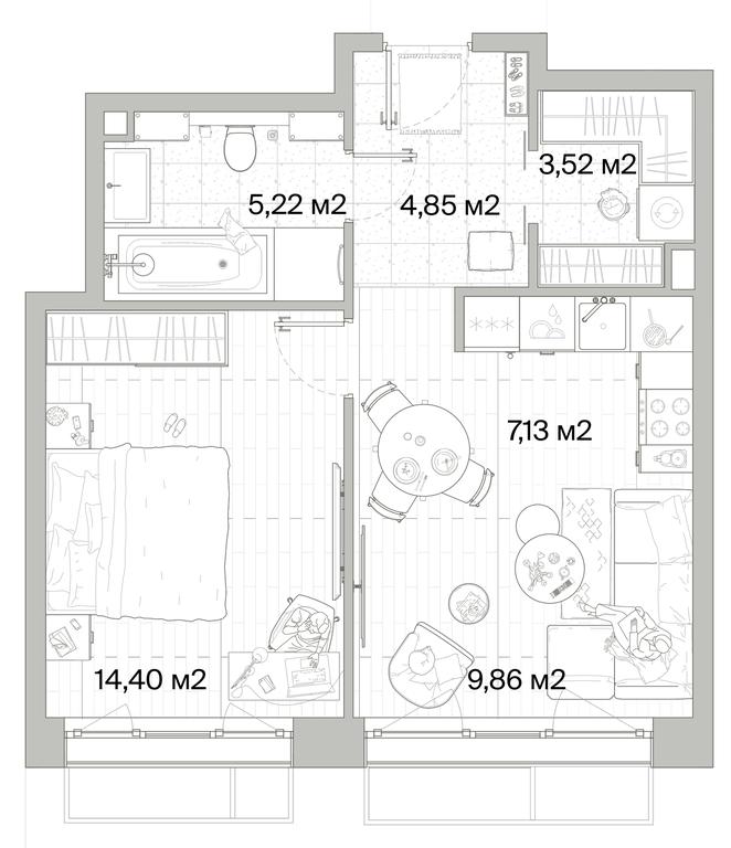 1-BD Apartment Sale, 44.98平方米 at Mys, derevnya Likino, Odintsovskiy Urban District, Moscow Region, Russia #1 1-BD Apartment Sale, 44.98平方米 at Mys, derevnya Likino, Odintsovskiy Urban District, Moscow Region, Russia #1
