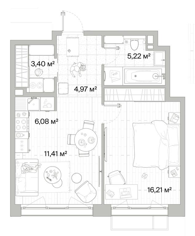 1-BD Apartment Sale, 47.29平方米 at Mys, derevnya Likino, Odintsovskiy Urban District, Moscow Region, Russia #1 1-BD Apartment Sale, 47.29平方米 at Mys, derevnya Likino, Odintsovskiy Urban District, Moscow Region, Russia #1