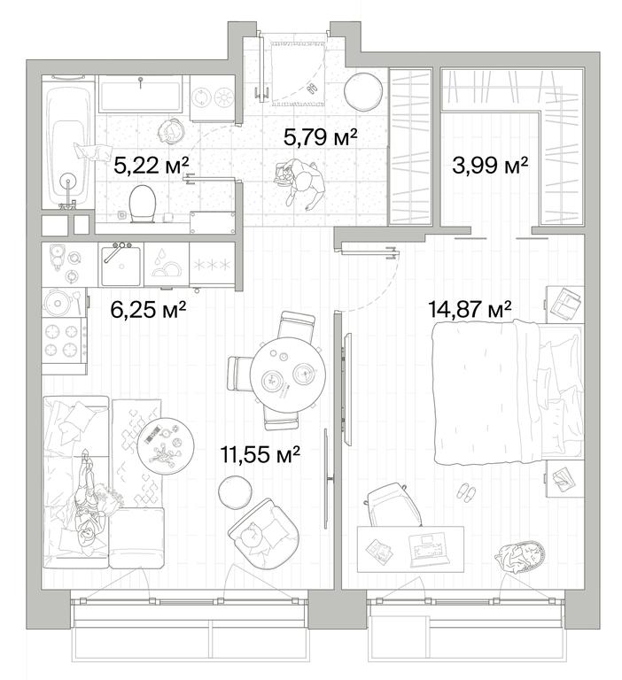 1-BD Apartment Sale, 47.67平方米 at Mys, derevnya Likino, Odintsovskiy Urban District, Moscow Region, Russia #1 1-BD Apartment Sale, 47.67平方米 at Mys, derevnya Likino, Odintsovskiy Urban District, Moscow Region, Russia #1