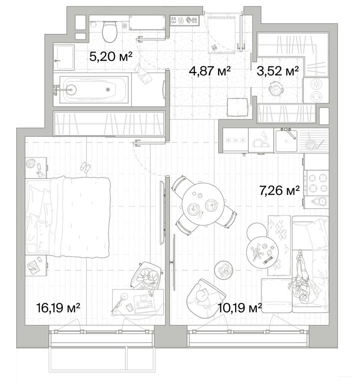 1-BD Apartment Sale, 47.23 sq. m. at Mys, derevnya Likino, Odintsovskiy Urban District, Moscow Region, Russia #1 1-BD Apartment Sale, 47.23 sq. m. at Mys, derevnya Likino, Odintsovskiy Urban District, Moscow Region, Russia #1