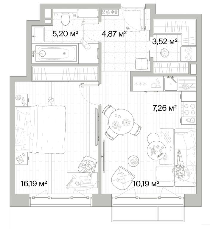 1-BD Apartment Sale, 47.23 sq. m. at Mys, derevnya Likino, Odintsovskiy Urban District, Moscow Region, Russia #1 1-BD Apartment Sale, 47.23 sq. m. at Mys, derevnya Likino, Odintsovskiy Urban District, Moscow Region, Russia #1
