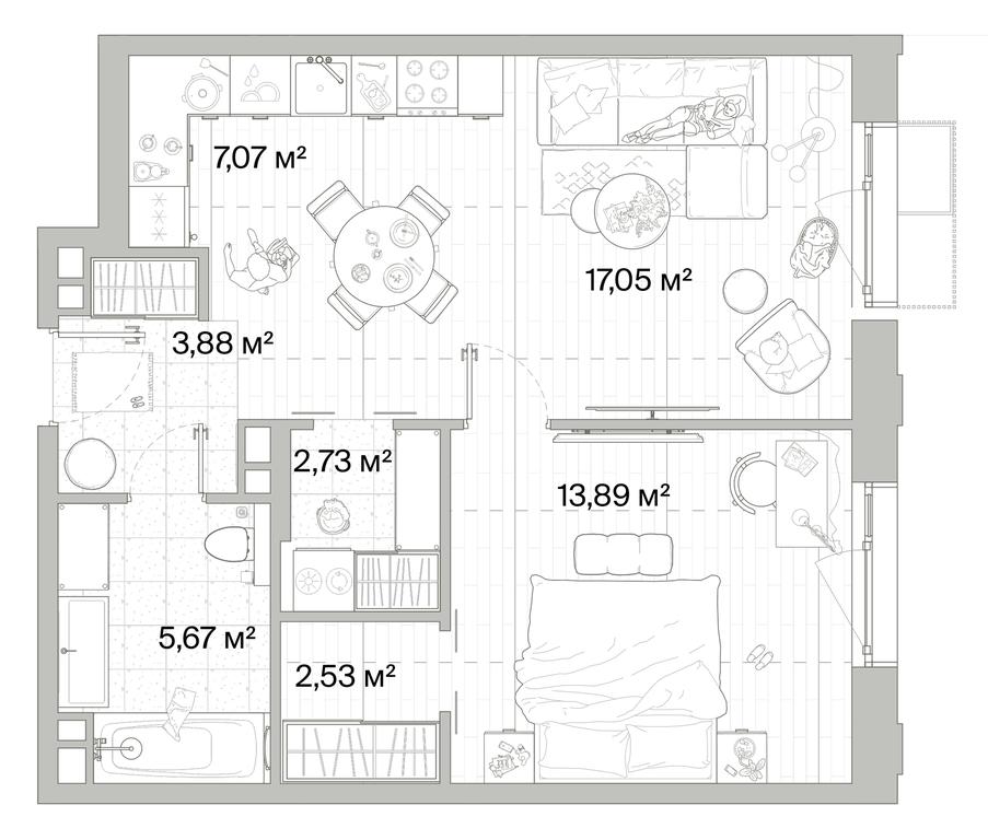 1-BD Apartment Sale, 52.82 sq. m. at Mys, derevnya Likino, Odintsovskiy Urban District, Moscow Region, Russia #1