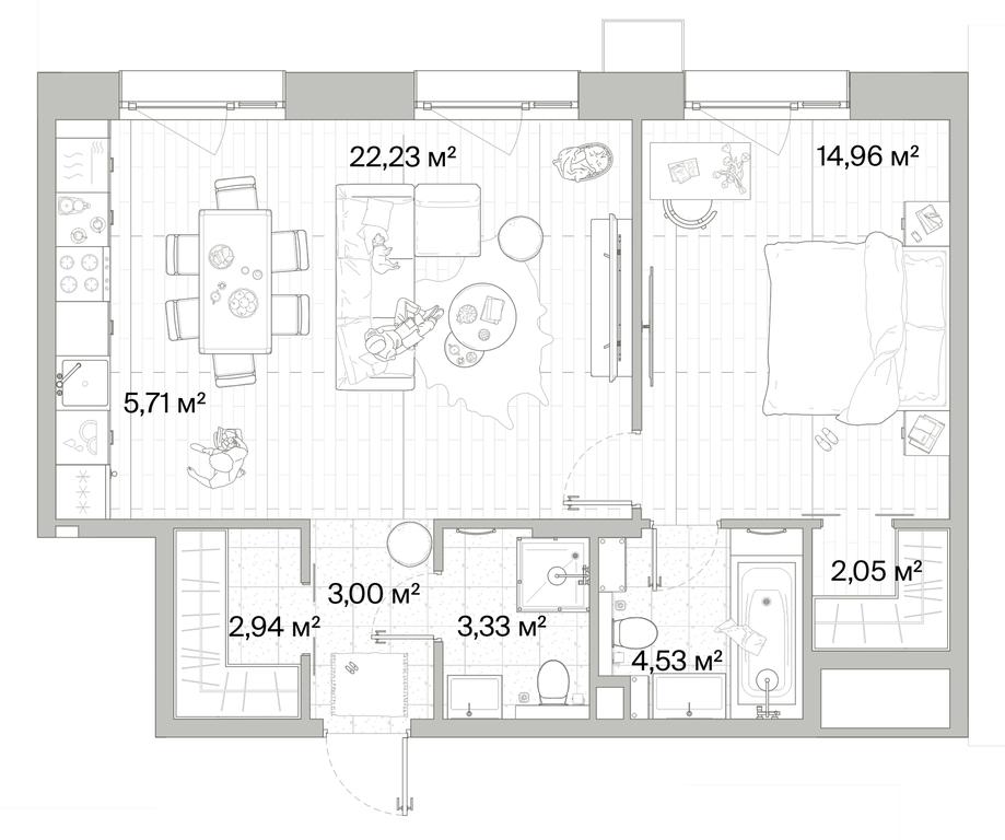 1-BD Apartment Sale, 58.75 sq. m. at Mys, derevnya Likino, Odintsovskiy Urban District, Moscow Region, Russia #1 1-BD Apartment Sale, 58.75 sq. m. at Mys, derevnya Likino, Odintsovskiy Urban District, Moscow Region, Russia #1