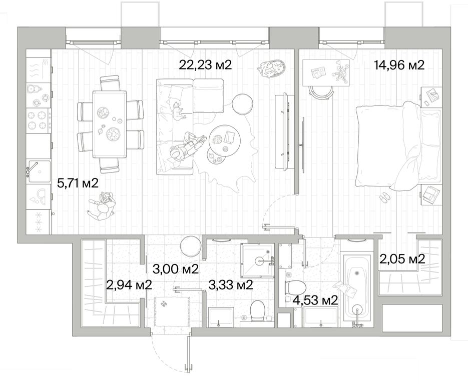 1-BD Apartment Sale, 58.75 sq. m. at Mys, derevnya Likino, Odintsovskiy Urban District, Moscow Region, Russia #1 1-BD Apartment Sale, 58.75 sq. m. at Mys, derevnya Likino, Odintsovskiy Urban District, Moscow Region, Russia #1