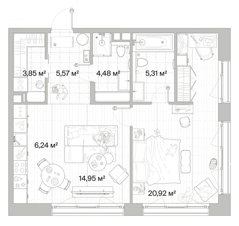 1-BD Apartment Sale, 61.32平方米 at Mys, derevnya Likino, Odintsovskiy Urban District, Moscow Region, Russia #1 1-BD Apartment Sale, 61.32平方米 at Mys, derevnya Likino, Odintsovskiy Urban District, Moscow Region, Russia #1