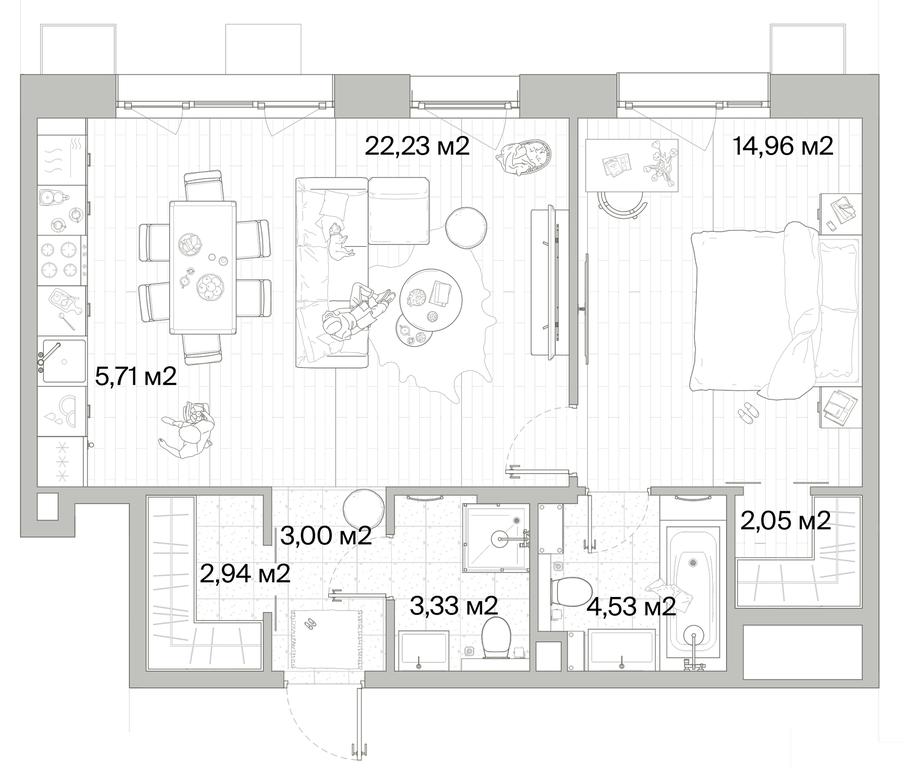 1-BD Apartment Sale, 58.75平方米 at Mys, derevnya Likino, Odintsovskiy Urban District, Moscow Region, Russia #1