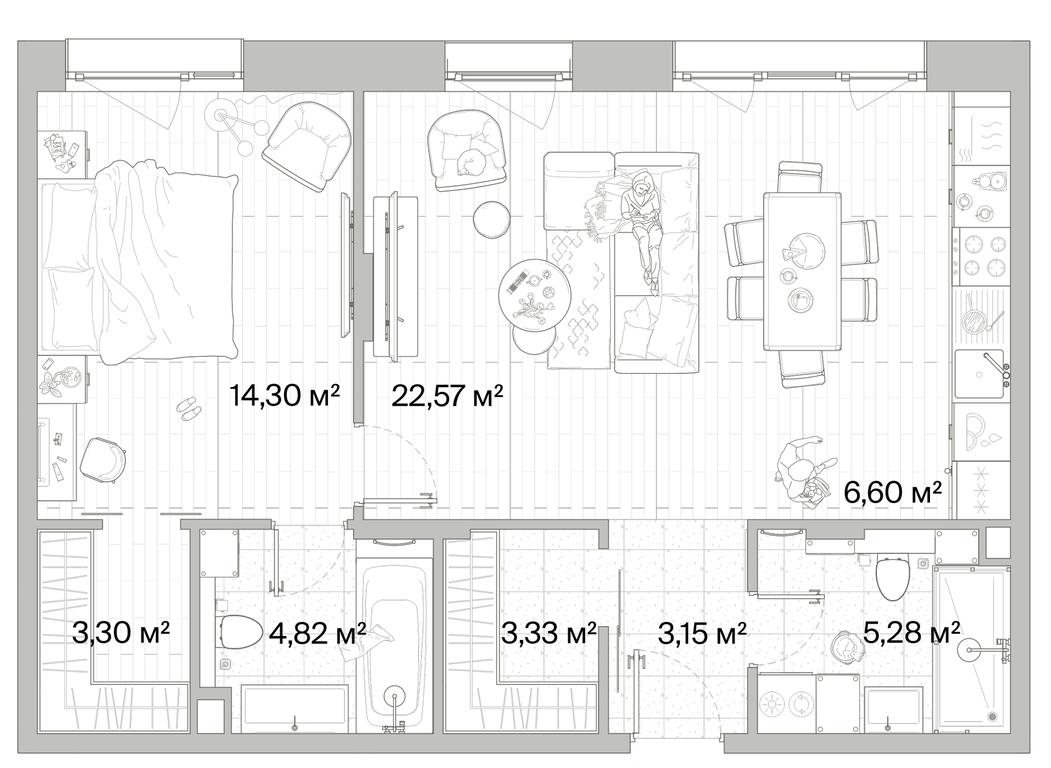 1-BD Apartment Sale, 63.35 sq. m. at Mys, derevnya Likino, Odintsovskiy Urban District, Moscow Region, Russia #1 1-BD Apartment Sale, 63.35 sq. m. at Mys, derevnya Likino, Odintsovskiy Urban District, Moscow Region, Russia #1
