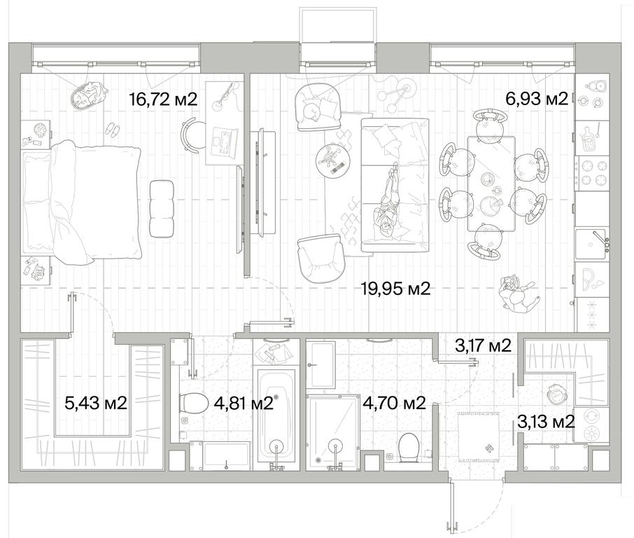 1-BD Apartment Sale, 64.84平方米 at Mys, derevnya Likino, Odintsovskiy Urban District, Moscow Region, Russia #1