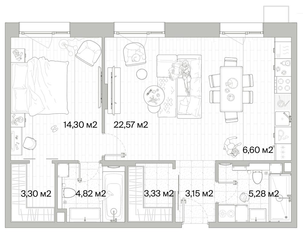 1-BD Apartment Sale, 63.35平方米 at Mys, derevnya Likino, Odintsovskiy Urban District, Moscow Region, Russia #1 1-BD Apartment Sale, 63.35平方米 at Mys, derevnya Likino, Odintsovskiy Urban District, Moscow Region, Russia #1