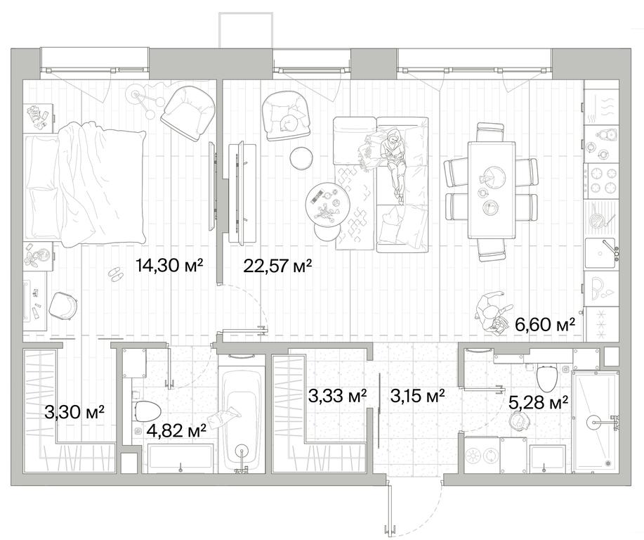 1-BD Apartment Sale, 63.35 sq. m. at Mys, derevnya Likino, Odintsovskiy Urban District, Moscow Region, Russia #1 1-BD Apartment Sale, 63.35 sq. m. at Mys, derevnya Likino, Odintsovskiy Urban District, Moscow Region, Russia #1