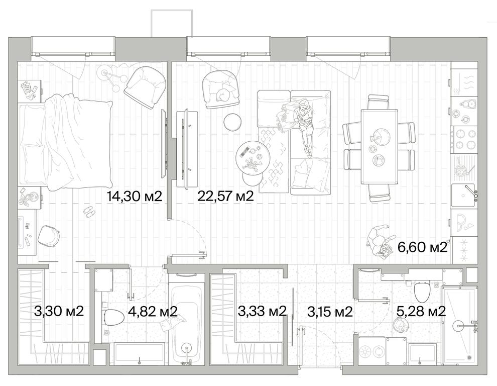 1-BD Apartment Sale, 63.35 sq. m. at Mys, derevnya Likino, Odintsovskiy Urban District, Moscow Region, Russia #1 1-BD Apartment Sale, 63.35 sq. m. at Mys, derevnya Likino, Odintsovskiy Urban District, Moscow Region, Russia #1