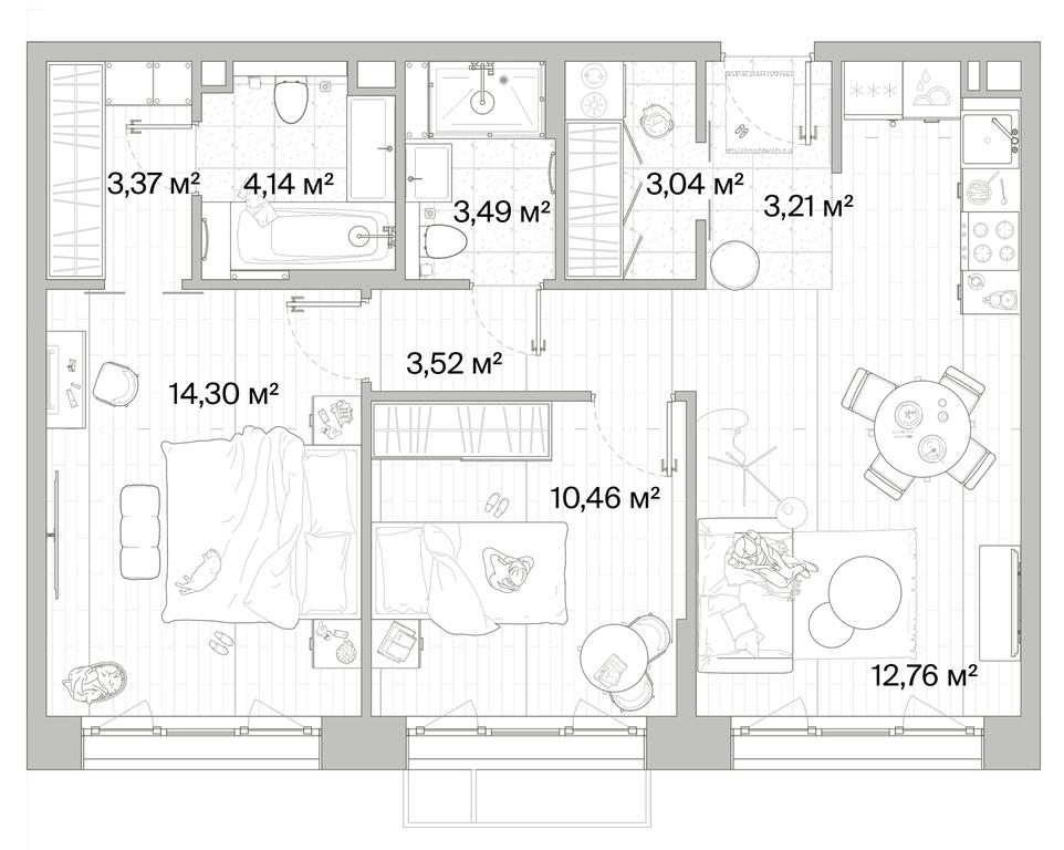 2-BD Apartment Sale, 64.41平方米 at Mys, derevnya Likino, Odintsovskiy Urban District, Moscow Region, Russia #1 2-BD Apartment Sale, 64.41平方米 at Mys, derevnya Likino, Odintsovskiy Urban District, Moscow Region, Russia #1