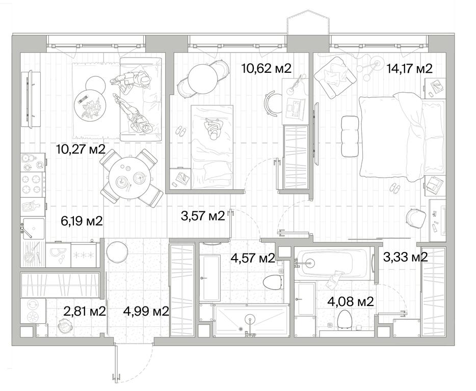 2-BD Apartment Sale, 64.6平方米 at Mys, derevnya Likino, Odintsovskiy Urban District, Moscow Region, Russia #1