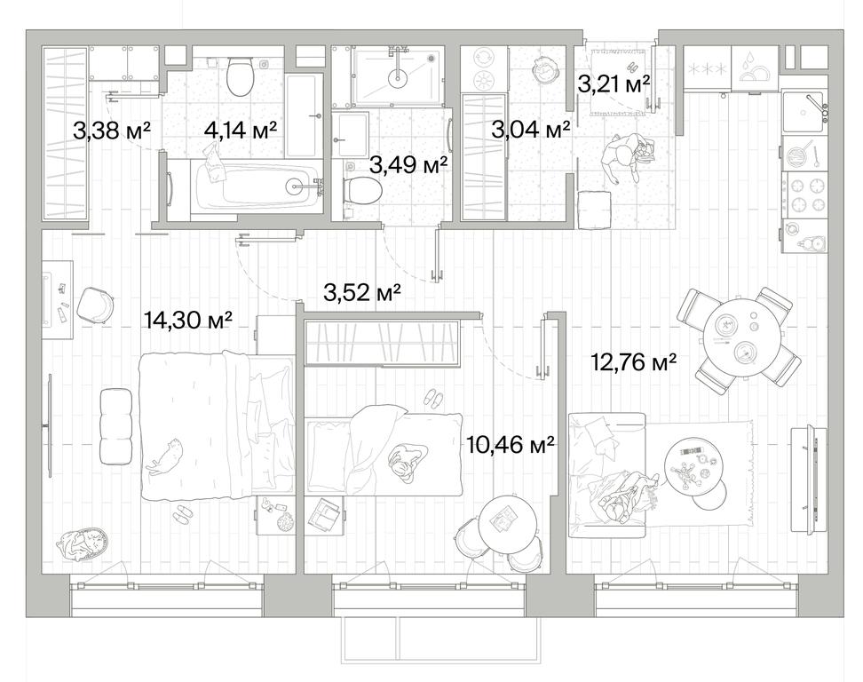 2-BD Apartment Sale, 64.42平方米 at Mys, derevnya Likino, Odintsovskiy Urban District, Moscow Region, Russia #1 2-BD Apartment Sale, 64.42平方米 at Mys, derevnya Likino, Odintsovskiy Urban District, Moscow Region, Russia #1
