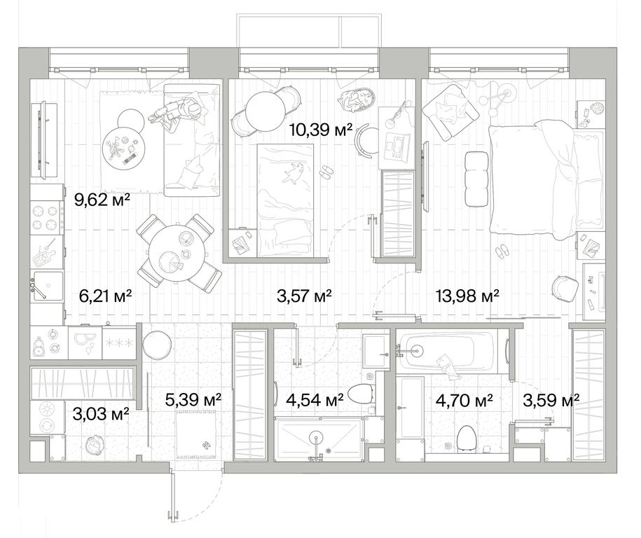 2-BD Apartment Sale, 65.02平方米 at Mys, derevnya Likino, Odintsovskiy Urban District, Moscow Region, Russia #1