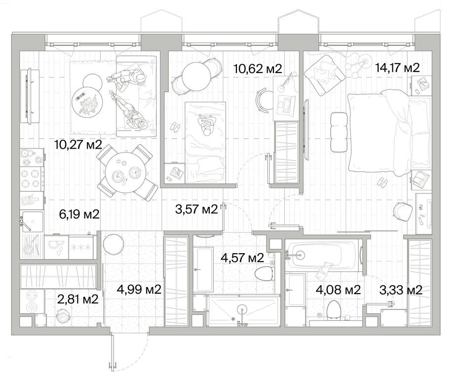 2-BD Apartment Sale, 64.6平方米 at Mys, derevnya Likino, Odintsovskiy Urban District, Moscow Region, Russia #1
