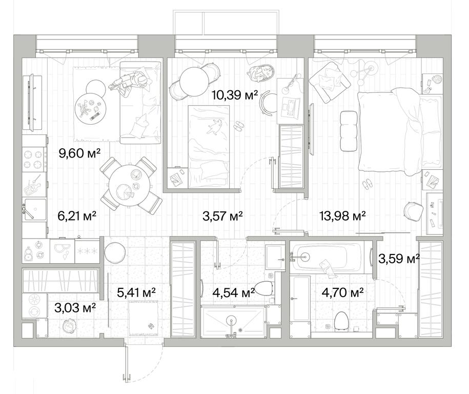 2-BD Apartment Sale, 65.02平方米 at Mys, derevnya Likino, Odintsovskiy Urban District, Moscow Region, Russia #1