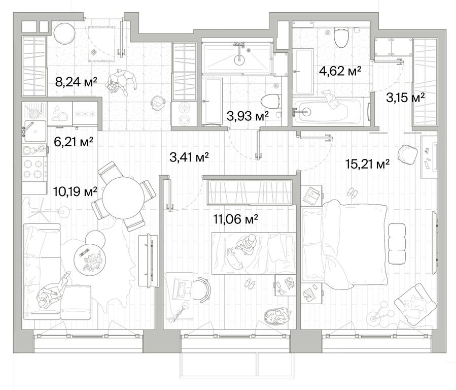 2-BD Apartment Sale, 66.02 sq. m. at Mys, derevnya Likino, Odintsovskiy Urban District, Moscow Region, Russia #1 2-BD Apartment Sale, 66.02 sq. m. at Mys, derevnya Likino, Odintsovskiy Urban District, Moscow Region, Russia #1