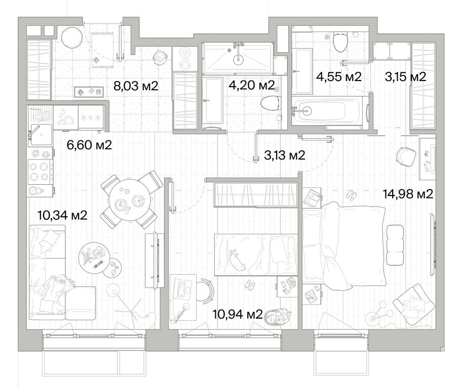 2-BD Apartment Sale, 65.92平方米 at Mys, derevnya Likino, Odintsovskiy Urban District, Moscow Region, Russia #1 2-BD Apartment Sale, 65.92平方米 at Mys, derevnya Likino, Odintsovskiy Urban District, Moscow Region, Russia #1