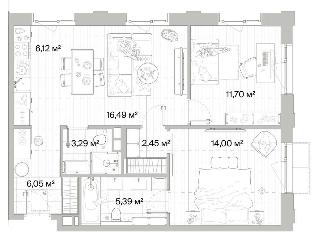 2-BD Apartment Sale, 65.49 sq. m. at Mys, derevnya Likino, Odintsovskiy Urban District, Moscow Region, Russia #1 2-BD Apartment Sale, 65.49 sq. m. at Mys, derevnya Likino, Odintsovskiy Urban District, Moscow Region, Russia #1