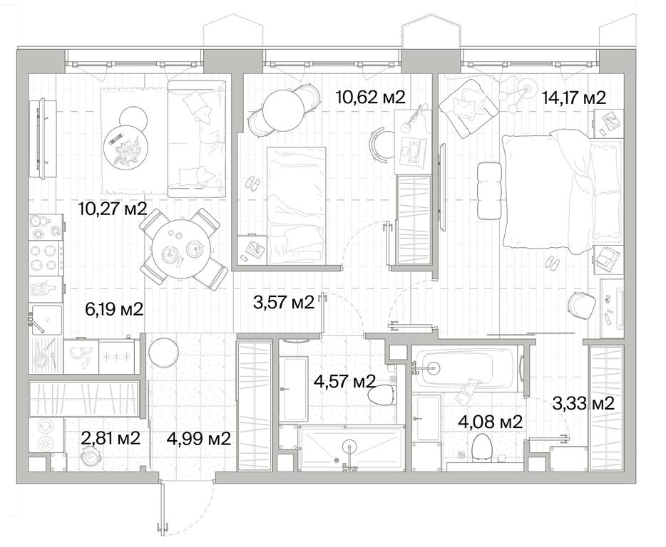 2-BD Apartment Sale, 64.6 sq. m. at Mys, derevnya Likino, Odintsovskiy Urban District, Moscow Region, Russia #1